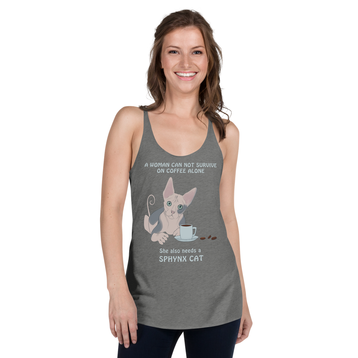 "WOMAN CAN'T SURVIVE ON COFFEE ALONE" TANK