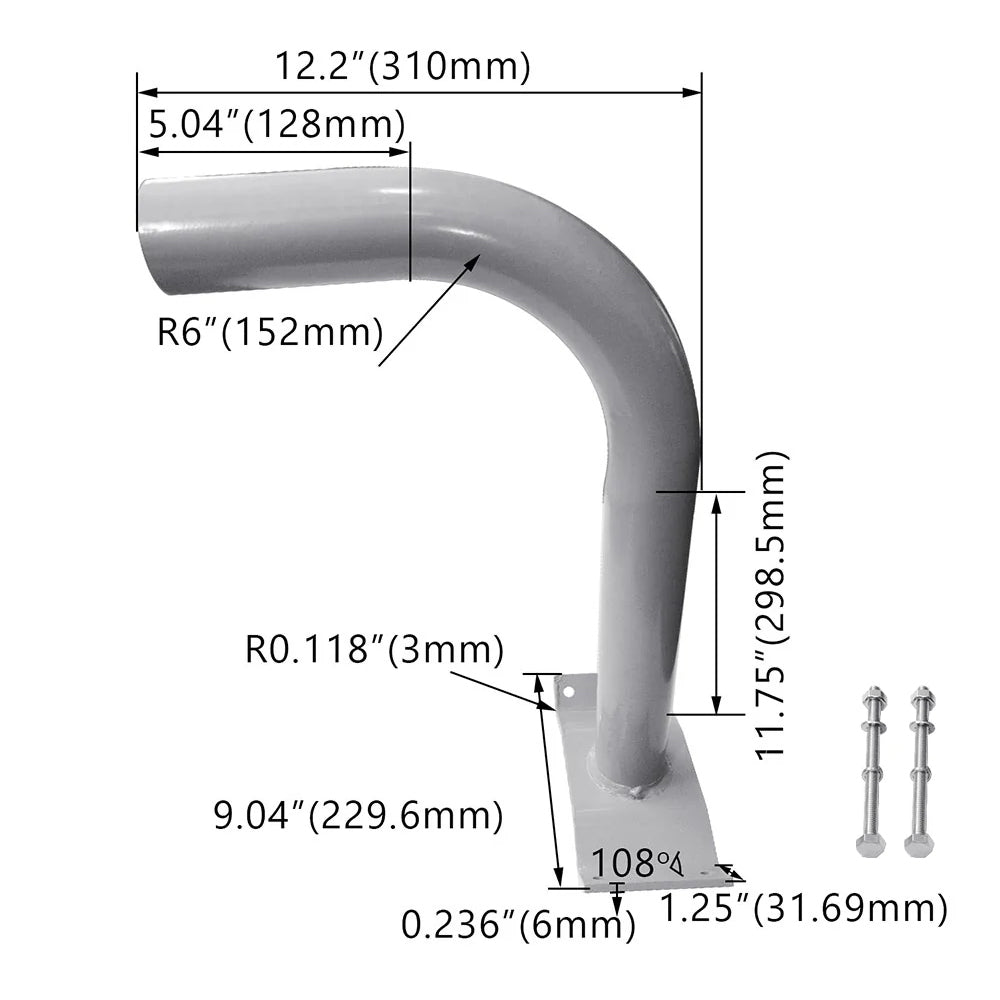 Wood Pole Bullhorn Mount with 2 3/8 Tenons for 10-13" poles, Wrap Around Brackets for Street Lighting
