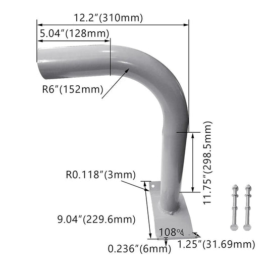 Wood Pole Bullhorn Mount with 2 3/8 Tenons for 10-13" poles, Wrap Around Brackets for Street Lighting