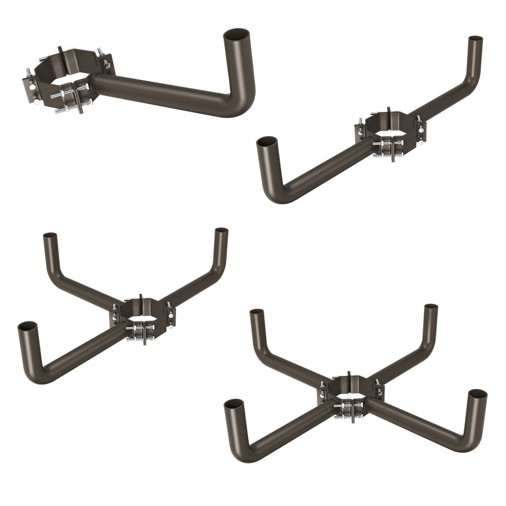 Steel Wrap Around Brackets for 7-10 inch Wood or Concrete Poles, Bronze Wood Pole Side Mounts with 2-3/8" Tenon for Street Lights