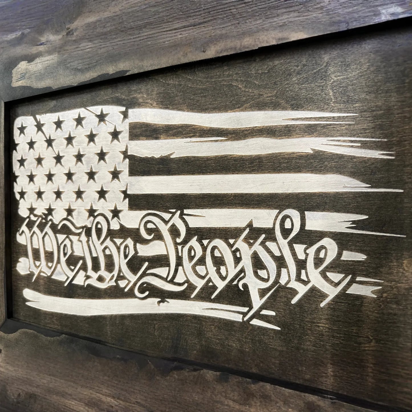 American Flag Gun Cabinet We The People Decorative and Secure Hidden Gun Safe (Black and White)