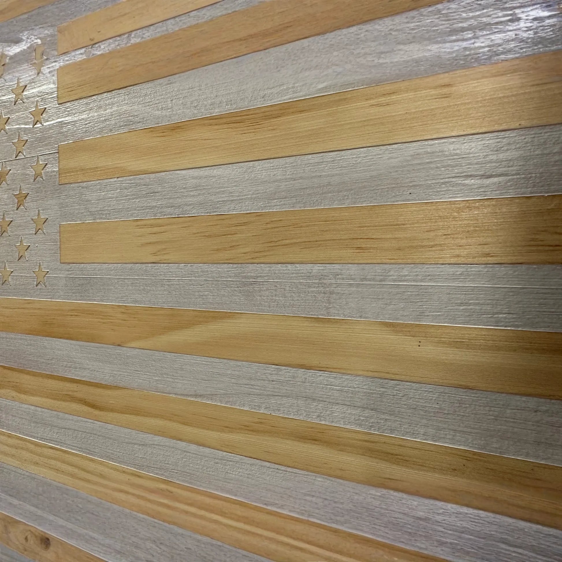 American Flag Decorative & Secure Wall-Mounted Gun Cabinet (Whitewashed)