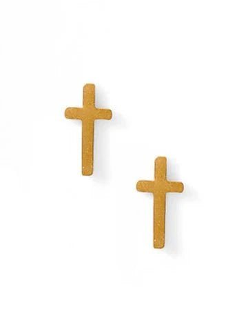 Catherine Cross Gold Screwback Stud Earrings - YellowBrickRoad - Little Red General Store