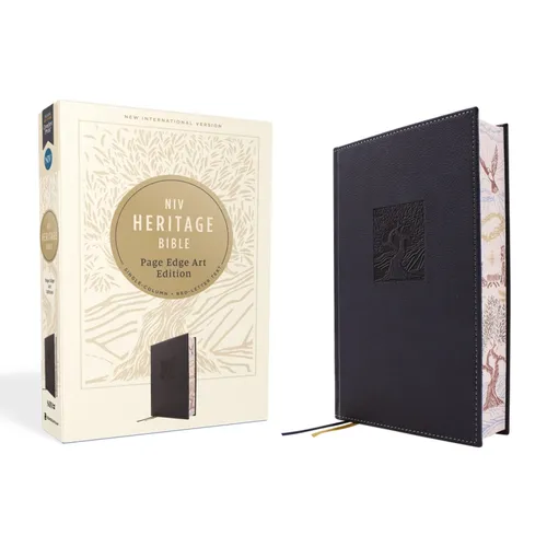 Niv, Heritage Bible, Page Edge Art Edition, Leathersoft Over Board, Navy, Red Letter, Comfort Print