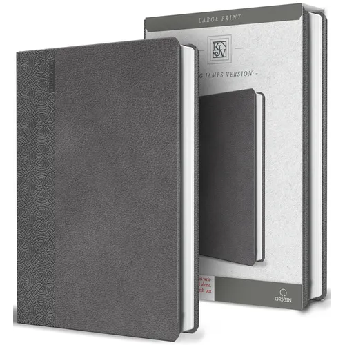 KJV Holy Bible Large Print Handy Size Gray Imitation Leather