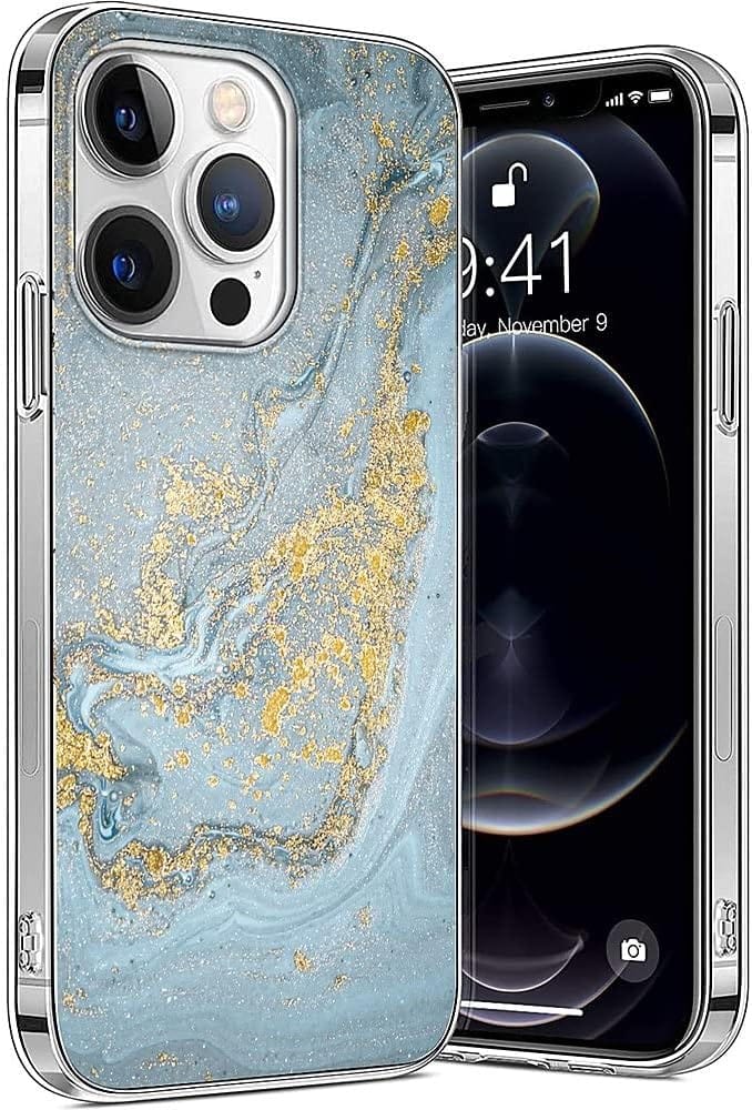 iPhone 14 Pro 6.1 - inch Protection Kit Bundle - Marble Series Case with Tempered Glass Screen and Camera Protector (Blue Marble) - Zerodamage Sahara Case LLC - Little Red General Store