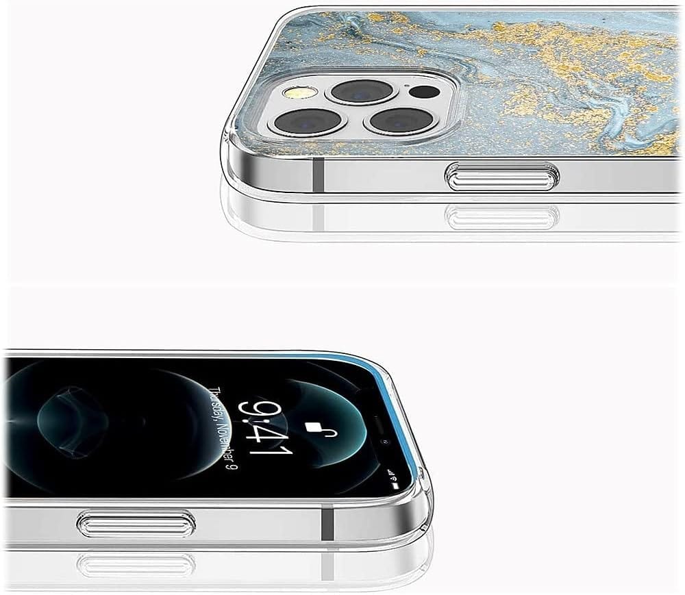 iPhone 14 Pro 6.1 - inch Protection Kit Bundle - Marble Series Case with Tempered Glass Screen and Camera Protector (Blue Marble) - Zerodamage Sahara Case LLC - Little Red General Store