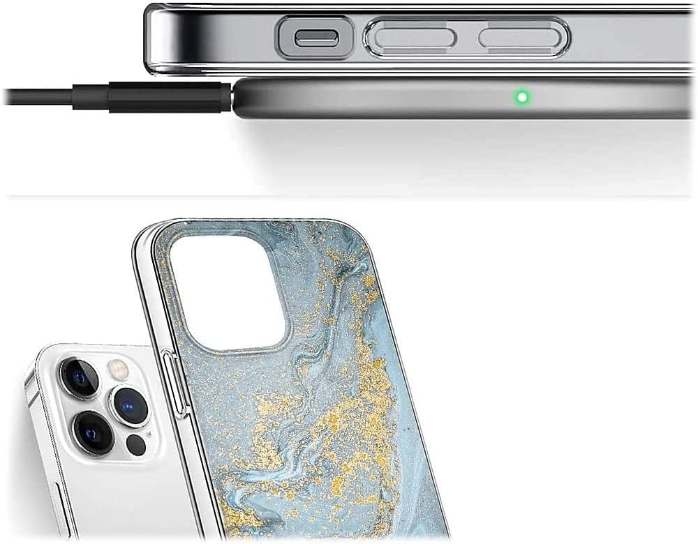 iPhone 14 Pro 6.1 - inch Protection Kit Bundle - Marble Series Case with Tempered Glass Screen and Camera Protector (Blue Marble) - Zerodamage Sahara Case LLC - Little Red General Store