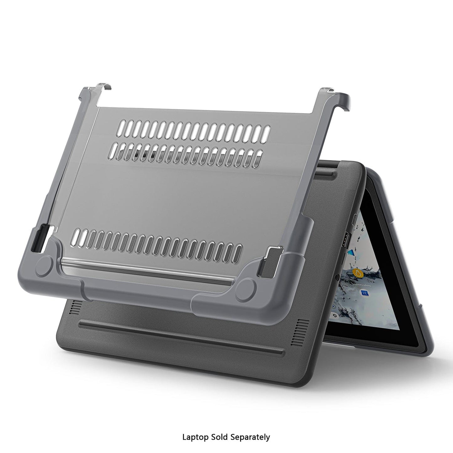 DualShock Laptop Case for Dell 3120/3110/3100 Clamshell & 2 - in - 1 Chromebook - Gray/Clear - Zerodamage Sahara Case LLC - Little Red General Store