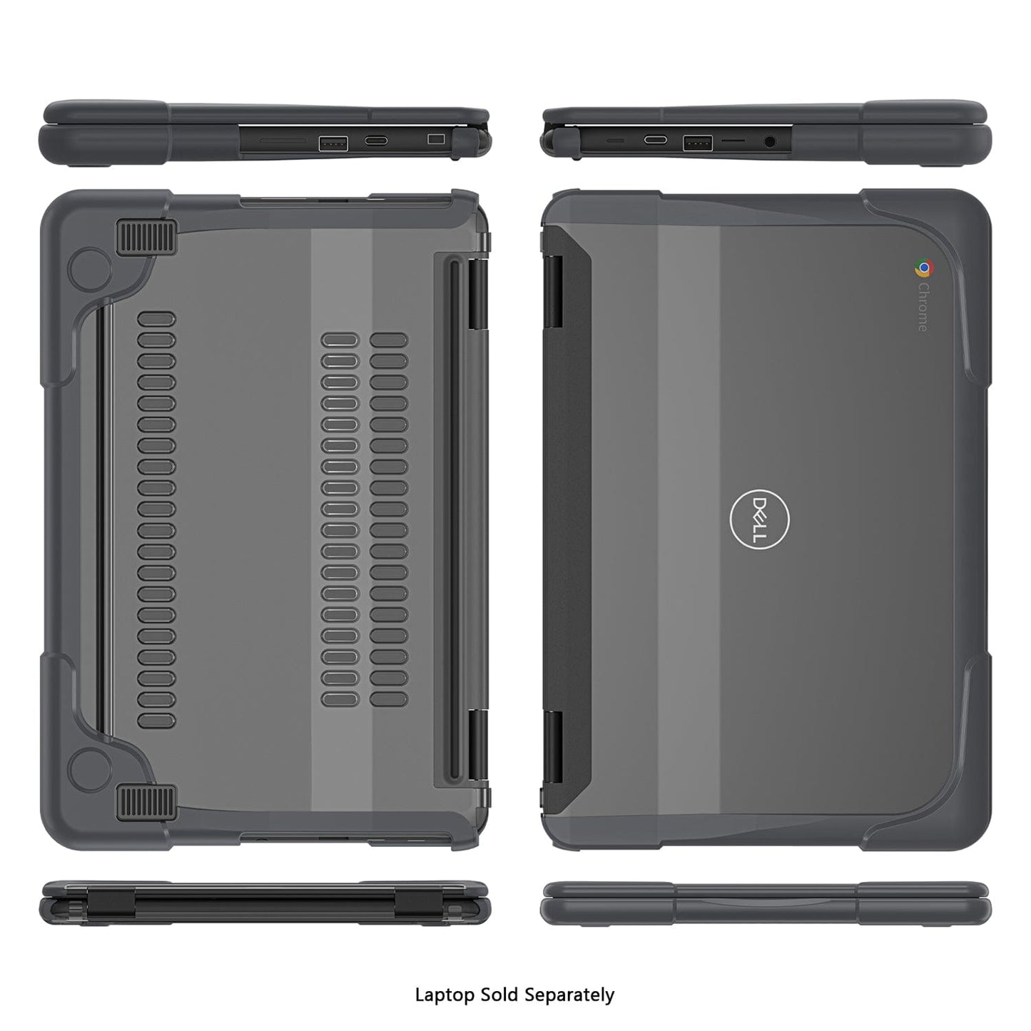 DualShock Laptop Case for Dell 3120/3110/3100 Clamshell & 2 - in - 1 Chromebook - Gray/Clear - Zerodamage Sahara Case LLC - Little Red General Store